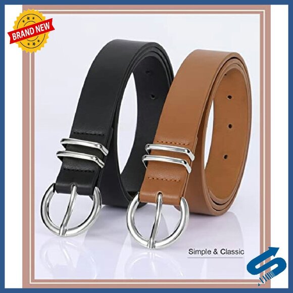 Faux Leather Women\'s Belt Gold Buckle Versatile Accessory main image 6
